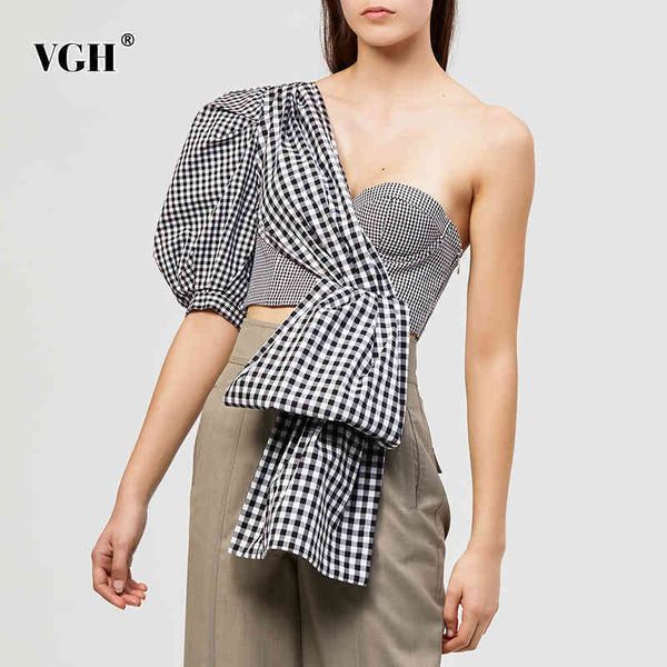 asymmetrical short blouse for women skew collar sleeve backless slim plaid shirts female fashion clothing 210507, White
asymmetrical short blouse for women skew collar sleeve backless slim plaid shirts female fashion clothing 210507, White