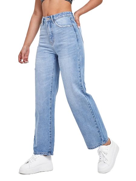 washed ripped wide leg jeans s9j4#, Blue 
washed ripped wide leg jeans s9j4#, Blue