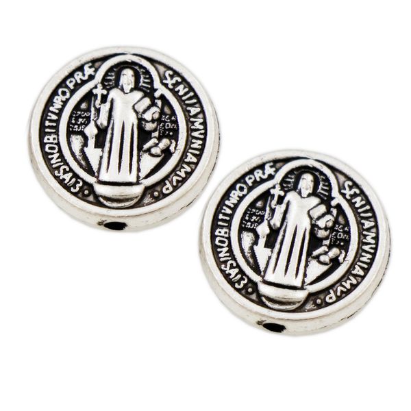 alloy flat st benedict loose bead medalla de san benito nursia patron against evil medal beads antique silver round spacers 14.5x14.5mm l179, Black
alloy flat st benedict loose bead medalla de san benito nursia patron against evil medal beads antique silver round spacers 14.5x14.5mm l179, Black