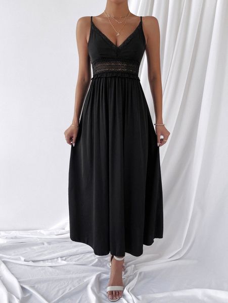 frill trim lace panel dress k2as#, Black;gray
frill trim lace panel dress k2as#, Black;gray