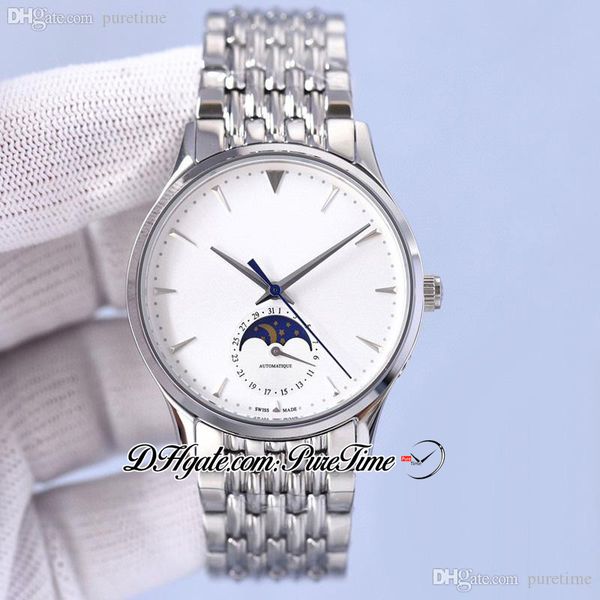 master ultra thin 1368420 moon phase automatic mens watch 39mm white dial silver stick markers stainless steel bracelet calendar watches 202, Slivery;brown
master ultra thin 1368420 moon phase automatic mens watch 39mm white dial silver stick markers stainless steel bracelet calendar watches 202, Slivery;brown