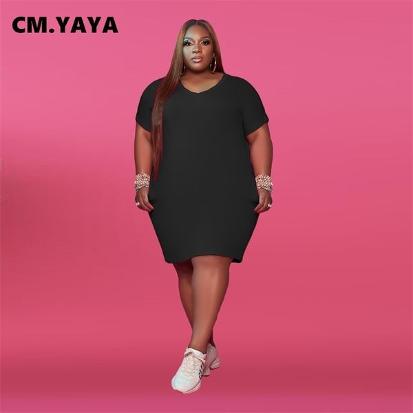 cm.yaya plus size women v-neck short sleeve slim dress classic fashion tee style knee length dresses 220516, Black;gray
cm.yaya plus size women v-neck short sleeve slim dress classic fashion tee style knee length dresses 220516, Black;gray