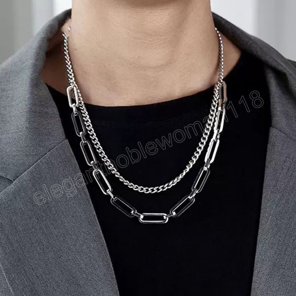 double layer long chain necklace stainless steel simple hip hop necklaces for women men jewelry gift, Silver
double layer long chain necklace stainless steel simple hip hop necklaces for women men jewelry gift, Silver