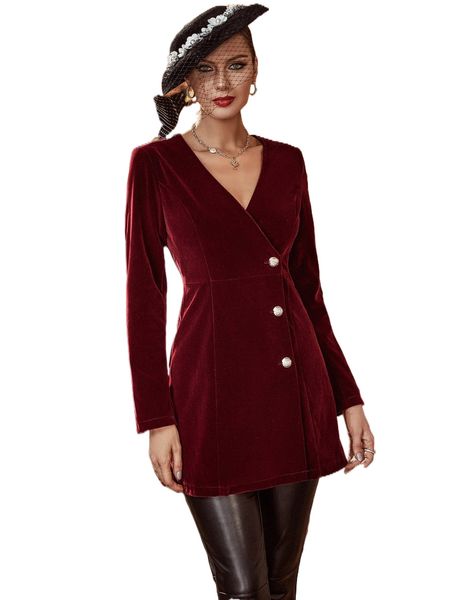 single breasted velvet blazer s2co#, White