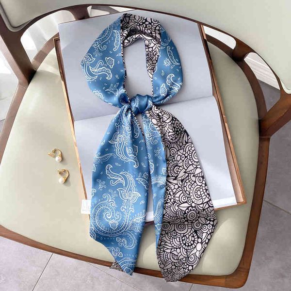 designer silk head bag hair scarf cashew nut color matching retro chic stewardess doublesided scarf hair band womens decorative literary sma, Blue;gray
designer silk head bag hair scarf cashew nut color matching retro chic stewardess doublesided scarf hair band womens decorative literary sma, Blue;gray