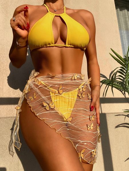 plain halter bikini swimsuit with butterfly appliques beach skirt t7xo#, White;black
plain halter bikini swimsuit with butterfly appliques beach skirt t7xo#, White;black