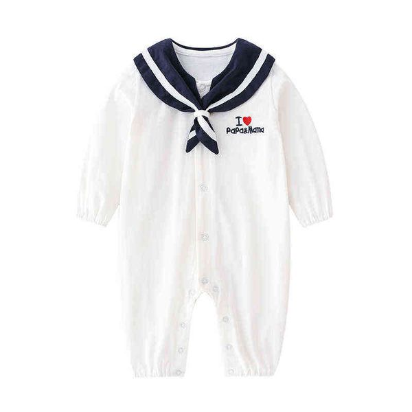 2021 autumn new baby long-sleeved cotton navy style romper boy fall clothes g220510, Blue
2021 autumn new baby long-sleeved cotton navy style romper boy fall clothes g220510, Blue