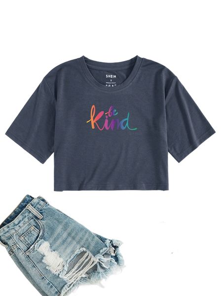 slogan graphic crop tee i0ta#, White