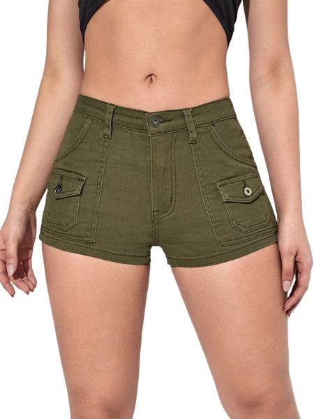 flap pocket denim shorts h8ai#, White;black
flap pocket denim shorts h8ai#, White;black