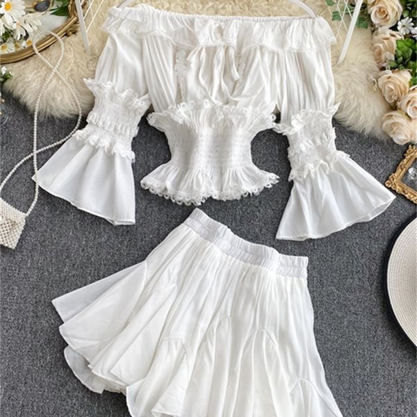 summer women beach casual skirt set two piece sets off shoulder crop & short pleated skirt ladies skirt set 220611, White
summer women beach casual skirt set two piece sets off shoulder crop & short pleated skirt ladies skirt set 220611, White