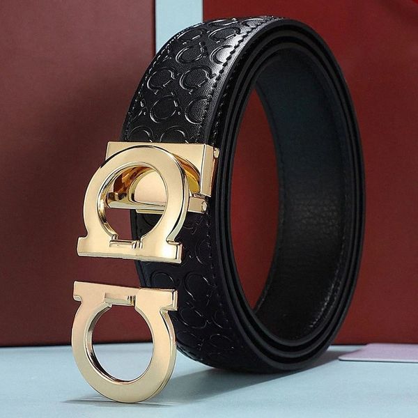 

men designers belts womens mens fashion casual business smooth leather metal buckle leather belt width 3.5cm with box d6nl#, Black;brown