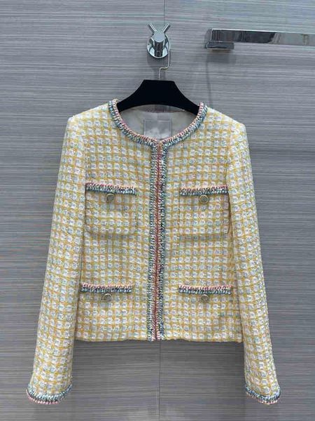 women's fur faux ceiling summer and autumn fragrant dream macarone yellow plaid small coat women's round neck four pockets, Black
women's fur faux ceiling summer and autumn fragrant dream macarone yellow plaid small coat women's round neck four pockets, Black