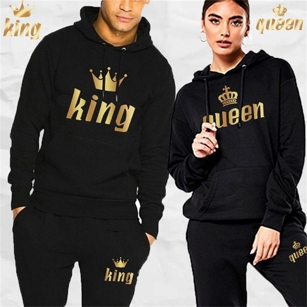 men's tracksuits est printed long sleeve hoodies set printed queen king couple sweatshirt plus size hoodies trend couple hoodie set s-4, Gray 
men's tracksuits est printed long sleeve hoodies set printed queen king couple sweatshirt plus size hoodies trend couple hoodie set s-4, Gray