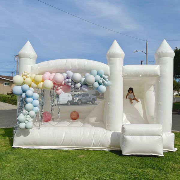 white bounce house with slide wedding inflatable jumping bouncer bouncy castle air bouncer combo for kids adults party included blower ship
white bounce house with slide wedding inflatable jumping bouncer bouncy castle air bouncer combo for kids adults party included blower ship