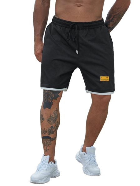 extended sizes men letter patched detail contrast trim drawstring waist shorts u0hm#, White;black
extended sizes men letter patched detail contrast trim drawstring waist shorts u0hm#, White;black