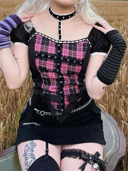 women's t-shirt gothic pink plaid t shirt harajuku aesthetic crop women grunge summer t-shirts e-girl short sleeve 90s punk eyelet blo, White
women's t-shirt gothic pink plaid t shirt harajuku aesthetic crop women grunge summer t-shirts e-girl short sleeve 90s punk eyelet blo, White