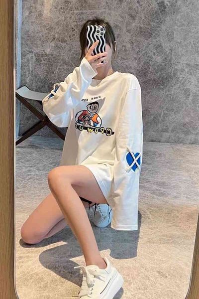 women's t-shirt fashion cartoon letter bottomed shirt women's spring and autumn season with loose t-shirt european goods medium lo, White
women's t-shirt fashion cartoon letter bottomed shirt women's spring and autumn season with loose t-shirt european goods medium lo, White
