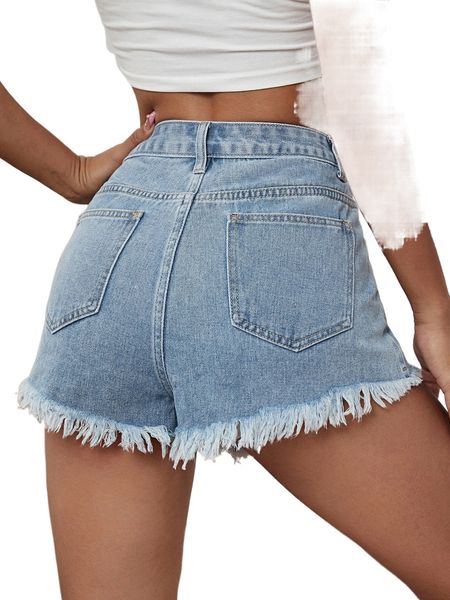 high waist raw hem denim shorts l8jh#, White;black