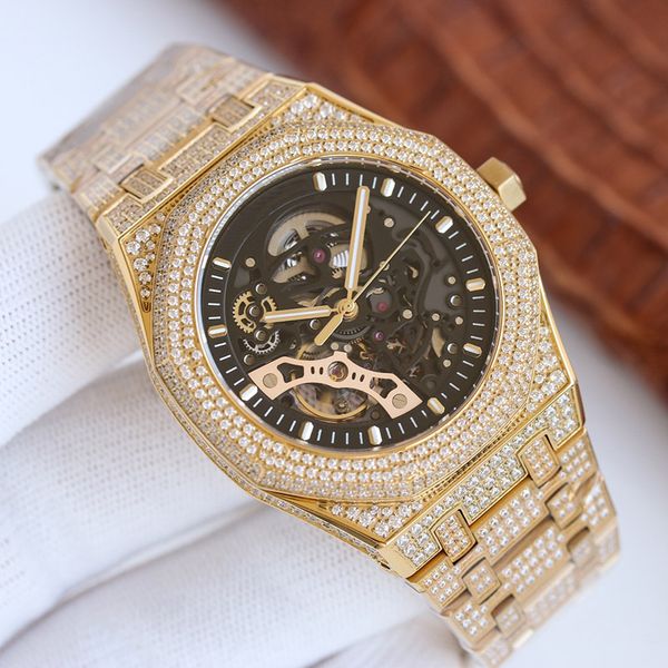 handmade full of diamonds watch mens automatic mechanical watches 41mm with diamond-studded steel 904l sapphire hollow out business wristwat, Slivery;brown
handmade full of diamonds watch mens automatic mechanical watches 41mm with diamond-studded steel 904l sapphire hollow out business wristwat, Slivery;brown