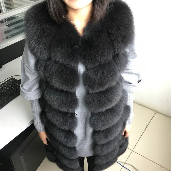maomaokong 88cm long natural fur vest fashion sleeveless fur jacket coat warm female slim park jacket 201016, Black 
maomaokong 88cm long natural fur vest fashion sleeveless fur jacket coat warm female slim park jacket 201016, Black