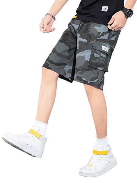 men random camo print flap pocket drawstring waist cargo shorts 13k9#, White;black
men random camo print flap pocket drawstring waist cargo shorts 13k9#, White;black
