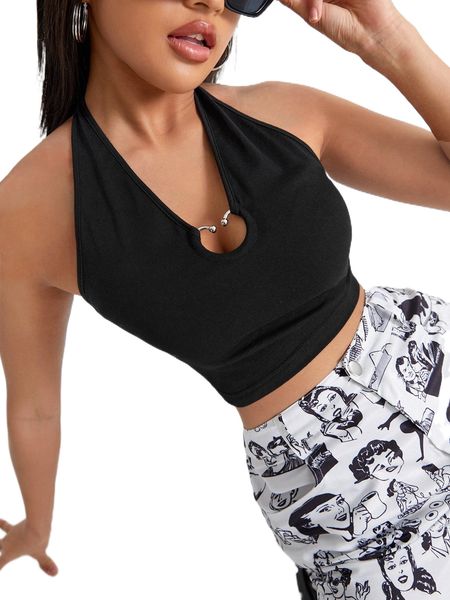 o-ring detail tied backless halter p3j2#, White
o-ring detail tied backless halter p3j2#, White