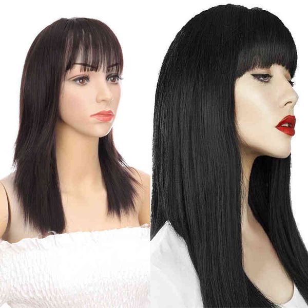 nxy wigs pin can be qi oblique bangs long straight cool and cute temperament headgear 220610, Black;brown 
nxy wigs pin can be qi oblique bangs long straight cool and cute temperament headgear 220610, Black;brown