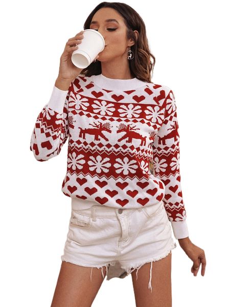 simplee christmas elk & heart pattern raglan sleeve sweater f55x#, White;black
simplee christmas elk & heart pattern raglan sleeve sweater f55x#, White;black