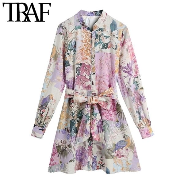 women chic fashion with belt floral print mini dress vintage long sleeve button up female dresses vestidos mujer 210507, Black;gray
women chic fashion with belt floral print mini dress vintage long sleeve button up female dresses vestidos mujer 210507, Black;gray