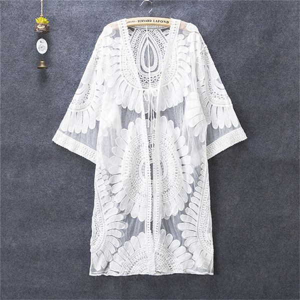 summer swimsuit lace hollow het bikini cover up 34 sleeve women swimwear dress white beach tunic shirt 220618, Black;gray
summer swimsuit lace hollow het bikini cover up 34 sleeve women swimwear dress white beach tunic shirt 220618, Black;gray