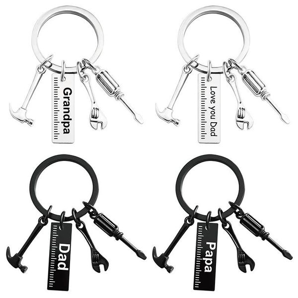 creative father's day gift metal keychains dad hammer screwdriver wrench tools lettering black silver keychain pendant jewelry accessor
creative father's day gift metal keychains dad hammer screwdriver wrench tools lettering black silver keychain pendant jewelry accessor