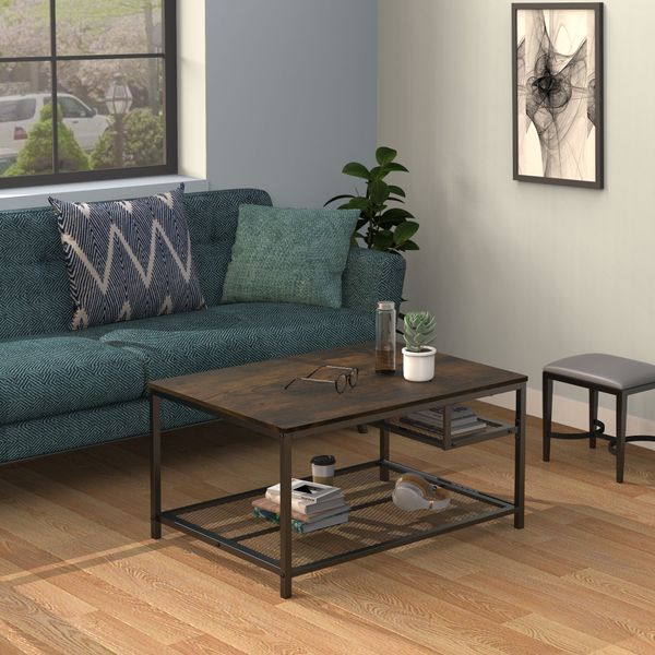 living room furniture rectangular industrial coffee table for home office with 2 layers of metal mesh shelf strong metal stand sofa
living room furniture rectangular industrial coffee table for home office with 2 layers of metal mesh shelf strong metal stand sofa