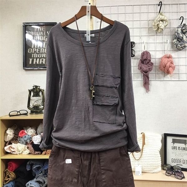 cotton100% pocket women t-shirts summer vintage o-neck long-sleeved loose lady elegant pulls tees 220402, White
cotton100% pocket women t-shirts summer vintage o-neck long-sleeved loose lady elegant pulls tees 220402, White