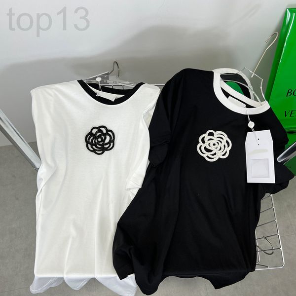 women's t-shirt designer shenzhen nanyou high end women's wear 2022 early spring new color contrast round neck camellia nail bead, White
women's t-shirt designer shenzhen nanyou high end women's wear 2022 early spring new color contrast round neck camellia nail bead, White