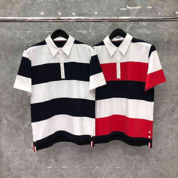 tb thom men's polos shirts summer transverse multicolor stripe lapel t-shirts pure cotton casual loose holiday sweatshirt, White;black
tb thom men's polos shirts summer transverse multicolor stripe lapel t-shirts pure cotton casual loose holiday sweatshirt, White;black