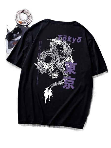 guys dragon print tee w5gc#, White;black
