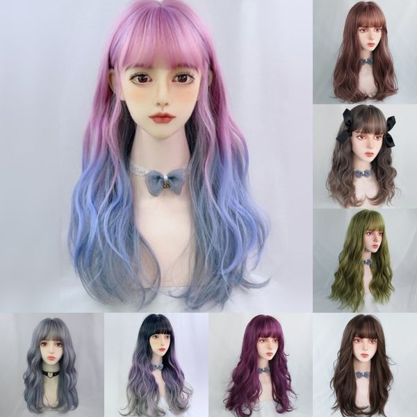 costume accessories synthetic long cosplay lolita wig wavy natural hair with bangs pink green blonde black colorful wigs for women halloween, Silver
costume accessories synthetic long cosplay lolita wig wavy natural hair with bangs pink green blonde black colorful wigs for women halloween, Silver