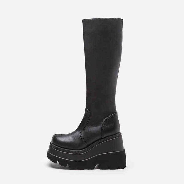 women boots american 43 gothic style thick soled motorcycle knight below the knee big head show thin high tube female 0709, Black
women boots american 43 gothic style thick soled motorcycle knight below the knee big head show thin high tube female 0709, Black