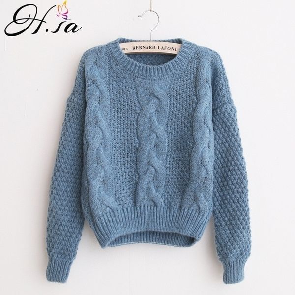 h.sa women sweaters warm pullover and jumpers crewneck mohair pullover twist pull jumpers autumn knitted sweaters christmas y200116, White;black
h.sa women sweaters warm pullover and jumpers crewneck mohair pullover twist pull jumpers autumn knitted sweaters christmas y200116, White;black