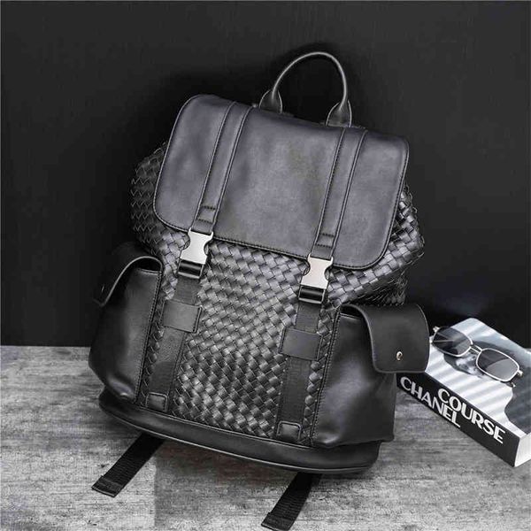 handbag backpack large capacity men's fashion woven leather leisure trend student schoolbag computer bag 11, Black;red
handbag backpack large capacity men's fashion woven leather leisure trend student schoolbag computer bag 11, Black;red