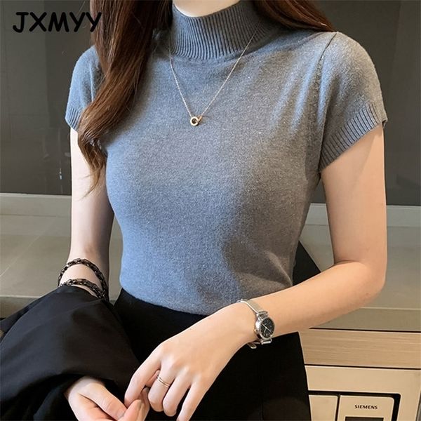 spring and autumn half high neck bottoming shirt women short-sleeved knit sweater tight sweater short slim jxmyy 210412, White
spring and autumn half high neck bottoming shirt women short-sleeved knit sweater tight sweater short slim jxmyy 210412, White