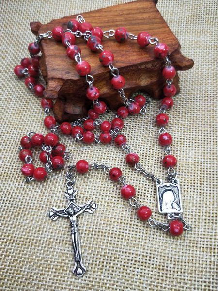 catholic crucifix rosary necklace red beads rosary bitter statue christian religious supplies, Silver
catholic crucifix rosary necklace red beads rosary bitter statue christian religious supplies, Silver