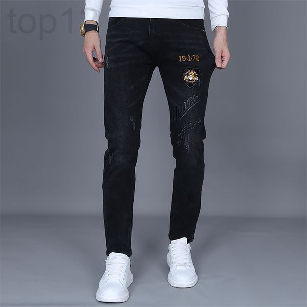 men's jeans designer men's high-end fashion brand spring and autumn 2021 new embroidery slim fit elastic leggings with holes in bl, Blue
men's jeans designer men's high-end fashion brand spring and autumn 2021 new embroidery slim fit elastic leggings with holes in bl, Blue