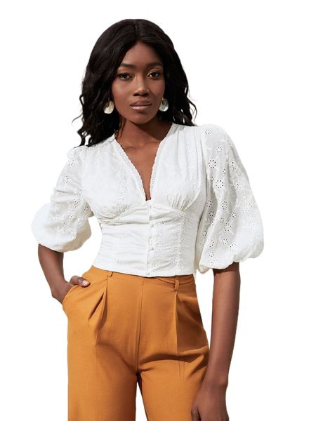 button front v neck bishop sleeve blouse w4bl#, White
button front v neck bishop sleeve blouse w4bl#, White