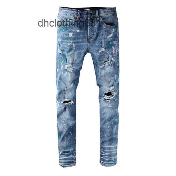 european and american designer men jeans pants trend amirs high street fashion brand graffiti painted jeans elastic slim fit pants, Blue
european and american designer men jeans pants trend amirs high street fashion brand graffiti painted jeans elastic slim fit pants, Blue