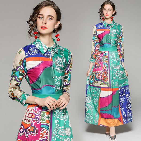2023 retro print button shirt dress spring autumn woman designer long sleeve lapel high waist slim big swing dresses runway women holiday pa, Black;gray
2023 retro print button shirt dress spring autumn woman designer long sleeve lapel high waist slim big swing dresses runway women holiday pa, Black;gray