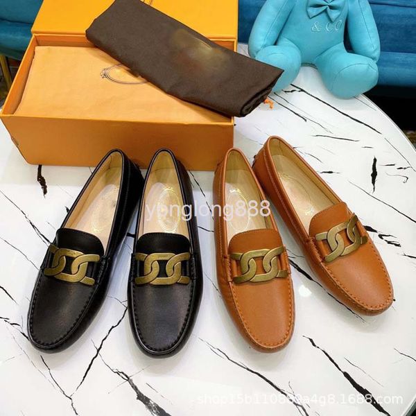 dress shoes spring lofook shoes women's leather one foot small british flat bottomed lazy single, Black