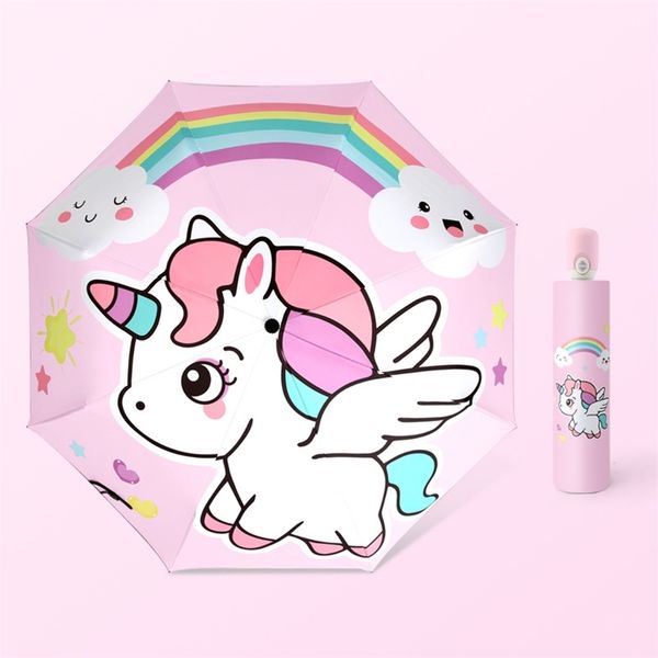 children automatic umbrella rain kids lovely unicorn folding umbrellas windproof black coating anti uv parasol girl boy umbrella 220707, Red;brown
children automatic umbrella rain kids lovely unicorn folding umbrellas windproof black coating anti uv parasol girl boy umbrella 220707, Red;brown