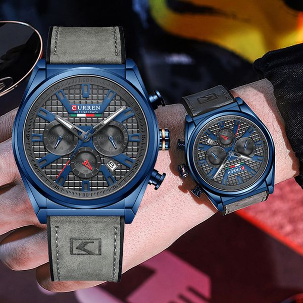 curren fashion luxury chronograph dials quartz watch mens sports waterproof leather men watches luminous male clock, Silver
curren fashion luxury chronograph dials quartz watch mens sports waterproof leather men watches luminous male clock, Silver