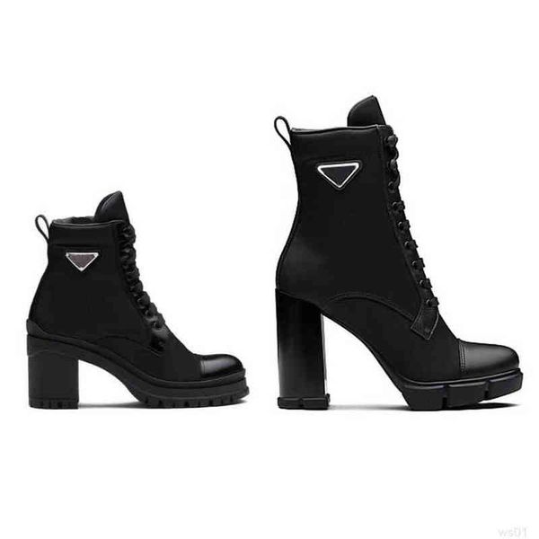 female designer leather and nylon ankle boots stylish martin winter sneakers with box, Black
female designer leather and nylon ankle boots stylish martin winter sneakers with box, Black